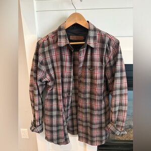 Brixton Men’s XL Black and Brown Plaid Shirt excellent shirt
